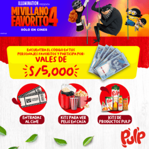 Promoción Sorteo Gana con Pulp y Mi Villano Favorito 4 del 2024